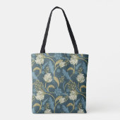 Creme und Blauer Flora Art Nouveau Tasche (Rückseite)
