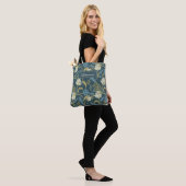 Creme und Blauer Flora Art Nouveau Tasche (Am Model)