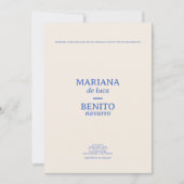 Creme und Blue Modern Minimalistisches Foto Hochze Einladung (Vorderseite)