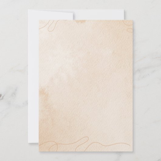 Creme und Braunblumenwasser Save the Date Einladung (Rückseite)