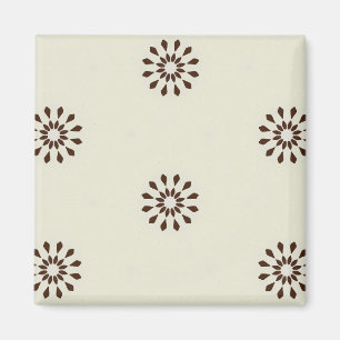 Creme und braunes abstraktes Blumenmuster Magnet