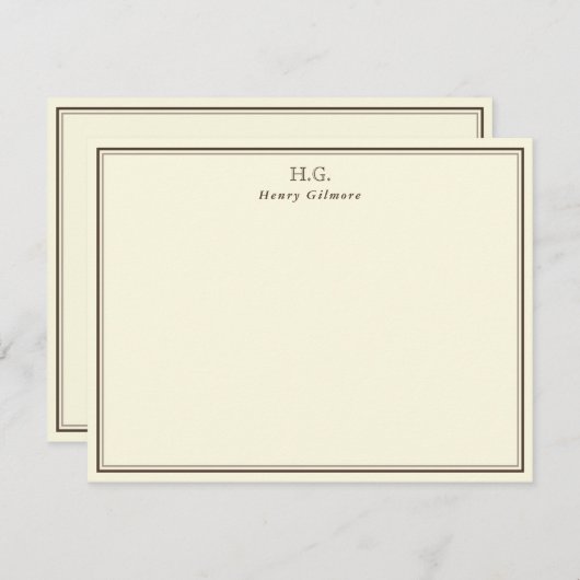 Creme und Brot Mit Monogramm Mitteilungskarte (Vorne/Hinten)