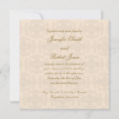 Creme und Damask Ursprünglicher Hochzeitsort Einladung (Rückseite)