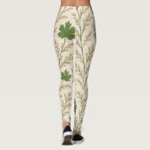 Creme und dunkelgrüne Blätter Leggings (Rückseite)