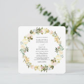 Creme und Elfenbein | Botanische Garland-Hochzeit Einladung (Stehend Vorderseite)