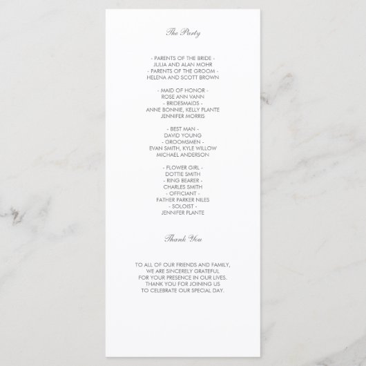 Creme und Elfenbein | Elegantes Hochzeitsprogramm Programm (Rückseite)