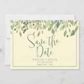 Creme und Eukalyptus Save the Date QR-Code (Vorderseite)