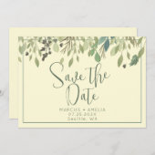 Creme und Eukalyptus Save the Date QR-Code (Vorne/Hinten)