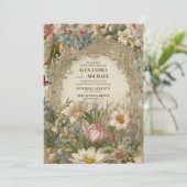 Creme und Gold antike Gilded Frame Wedding Einladung (Stehend Vorderseite)