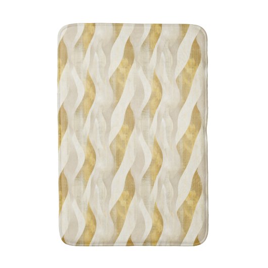Creme und Gold Fun Strip Waves Matching Badematte (Vorderseite Vertikal)