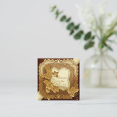 Creme und Gold Scrapbook Style Quadratische Visitenkarte (Stehend Vorderseite)