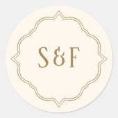 Creme und Gold Verzierter Monogramm-Umschlag Aufkl Runder Aufkleber (Vorderseite)