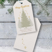 Creme und Gold Weihnachtsbaum und Sterne Geschenkanhänger