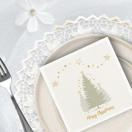 Creme und Gold Weihnachtsbaum und Sterne Serviette