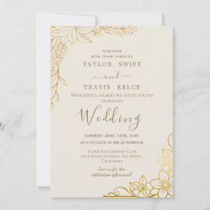 Creme- und goldene vergoldete Hochzeitseinladung m Einladung