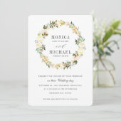 Creme und Grau | Botanische Blumenzeremonie Einladung (Stehend Vorderseite)