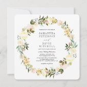 Creme und Grau | Botanische Garland-Hochzeit Einladung (Vorderseite)