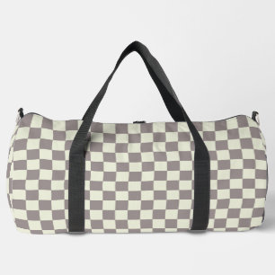 Creme und grauer Karo Duffle Bag