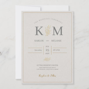 Creme und Gray einfache Minimalistische Hochzeit Einladung