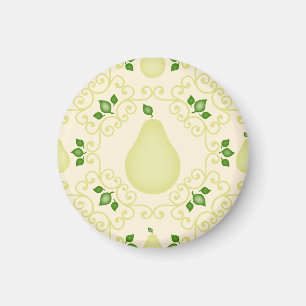 Creme und grüne Birne mit Rollen Magnet