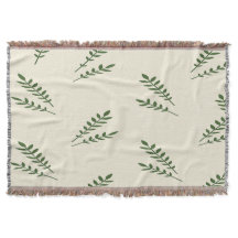 Creme und grüne Blätter werfen Blanket