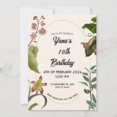 Creme und grüne Blüte 18. Geburtstag Einladung (Vorderseite)
