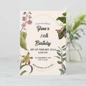 Creme und grüne Blüte 18. Geburtstag Einladung (Stehend Vorderseite)