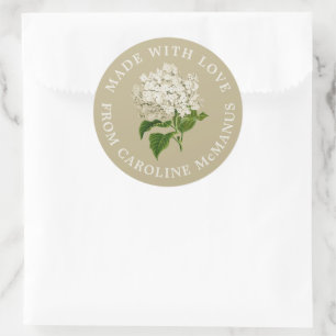 Creme und grüne Hydrangea aus Liebe Runder Aufkleber