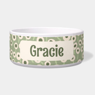Creme- und grünes Blumenfeld - Keramikschüssel für Napf