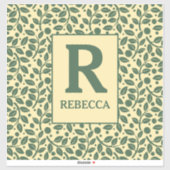 Creme und grünes Leaf-Muster Luggasse Aufkleber (Blatt)