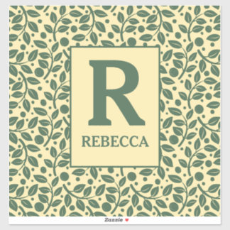 Creme und grünes Leaf-Muster Luggasse Aufkleber