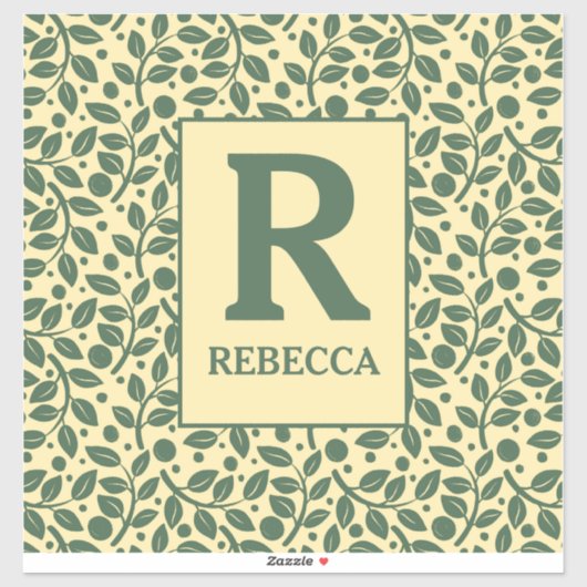 Creme und grünes Leaf-Muster Luggasse Aufkleber (Blatt)