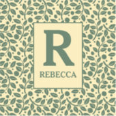 Creme und grünes Leaf-Muster Luggasse Aufkleber (Vorderseite)