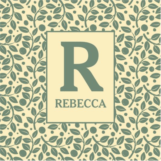 Creme und grünes Leaf-Muster Luggasse Aufkleber (Vorderseite)