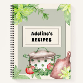 Creme und grünes Rezept Notizblock