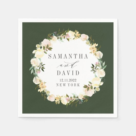 Creme und Jäger Grüne Hochzeit personalisiert Serviette (Vorderseite)