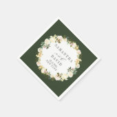 Creme und Jäger Grüne Hochzeit personalisiert Serviette (Ecke)