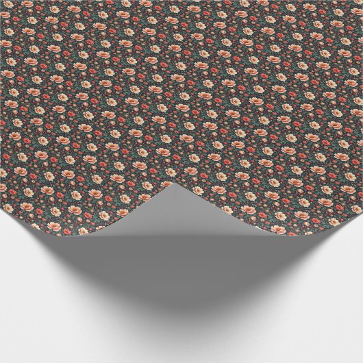 Creme und Korallen Schöne Flora Geschenkpapier (Ecke)