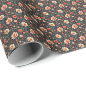 Creme und Korallen Schöne Flora Geschenkpapier (Rolleneckpunkt)