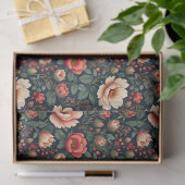 Creme und Korallen Schöne Flora Seidenpapier (Geschenk)