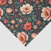 Creme und Korallen Schöne Flora Seidenpapier (Detail)