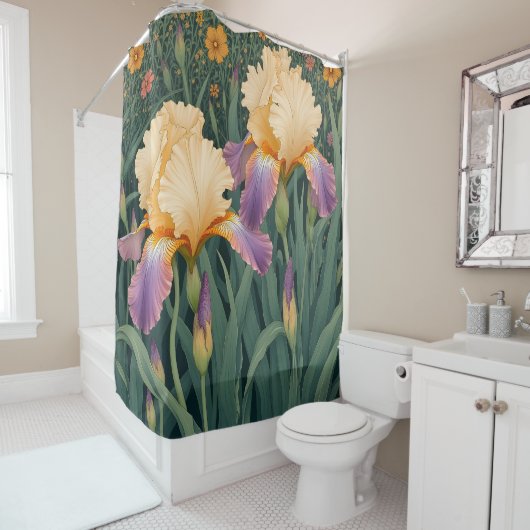 Creme und Lila Iris Duschvorhang (Beispiel)