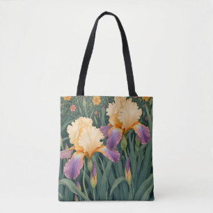 Creme und Lila Iris Tasche