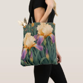 Creme und Lila Iris Tasche (Von Nahem)