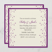 Creme und Lila Jubiläum-Party Einladung (Vorne/Hinten)