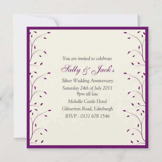 Creme und Lila Jubiläum-Party Einladung (Vorderseite)
