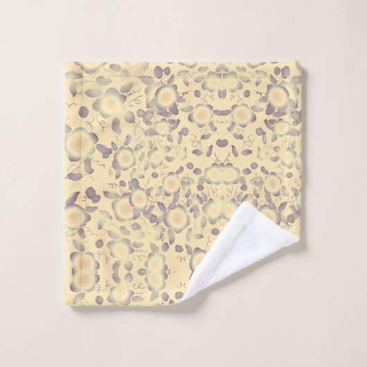 Creme und Lila Set mit Blumenbezug (Waschlappen)