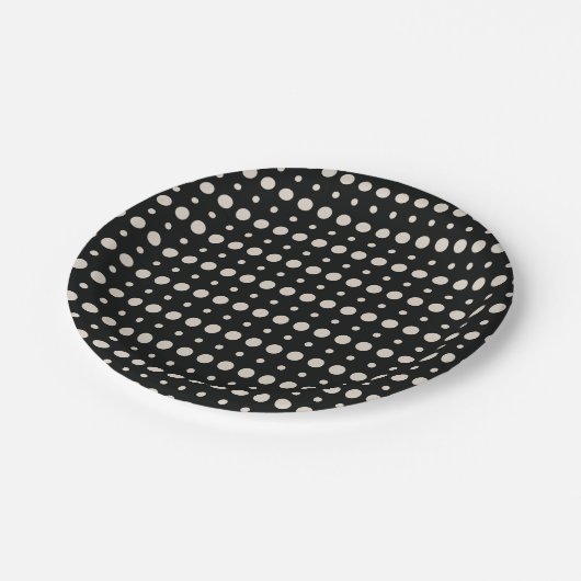 Creme und Minimalistische Polka Dog g9 Pappteller (Schrägansicht)