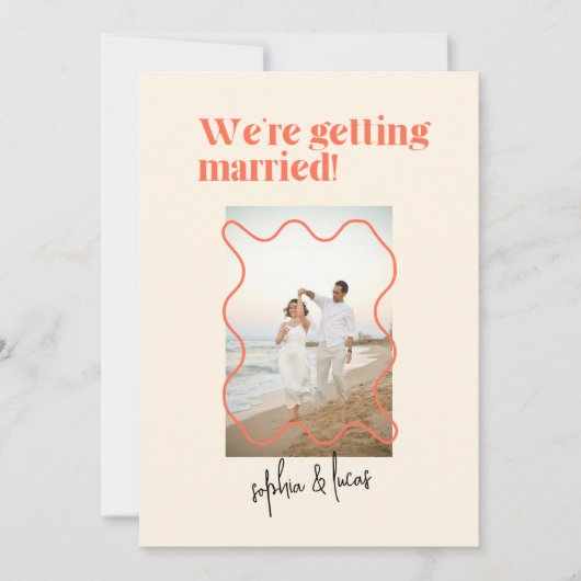 Creme und Orange Simple Modern Wedding Einladung (Vorderseite)