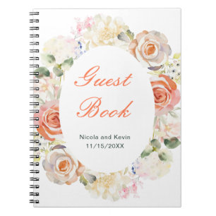 Creme und Orange Vintage Blumenhochzeit Notizblock